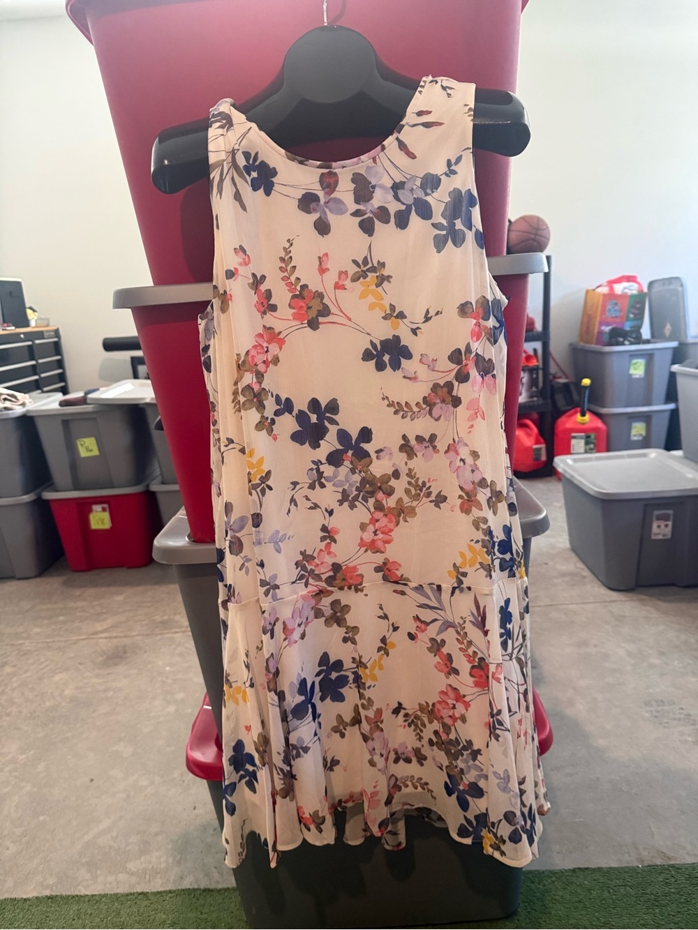 Floral Cream A-Line Sleeveless Dress mp26